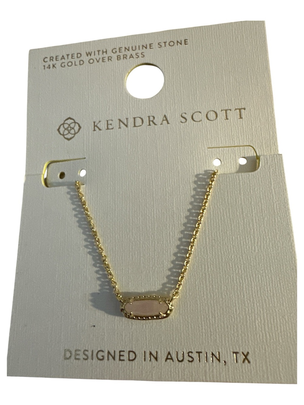 NWT Kendra Scott Gold Necklace with Light Pink Stone 14kg